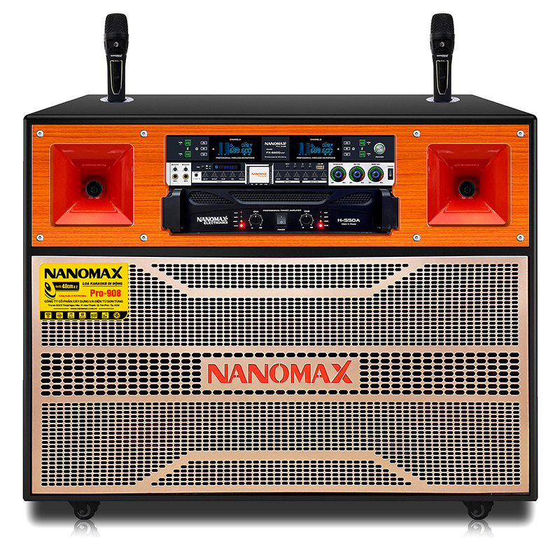 Loa kéo điện bass đôi nanomax pro-908 karaoke bluetooth